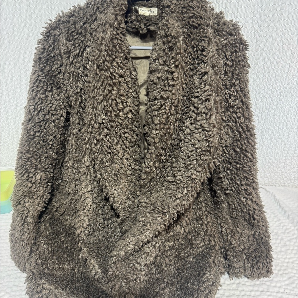 Love Riche Plush Teddy Jacket in Deep Brown